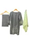 Charcoal Grey With Neon Green Embroidered 2 Piece