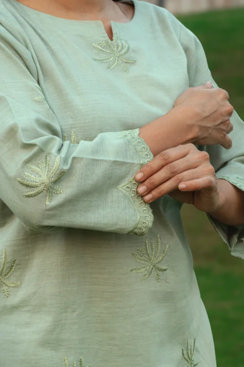 Pistachio Green Embroidered 2 Piece
